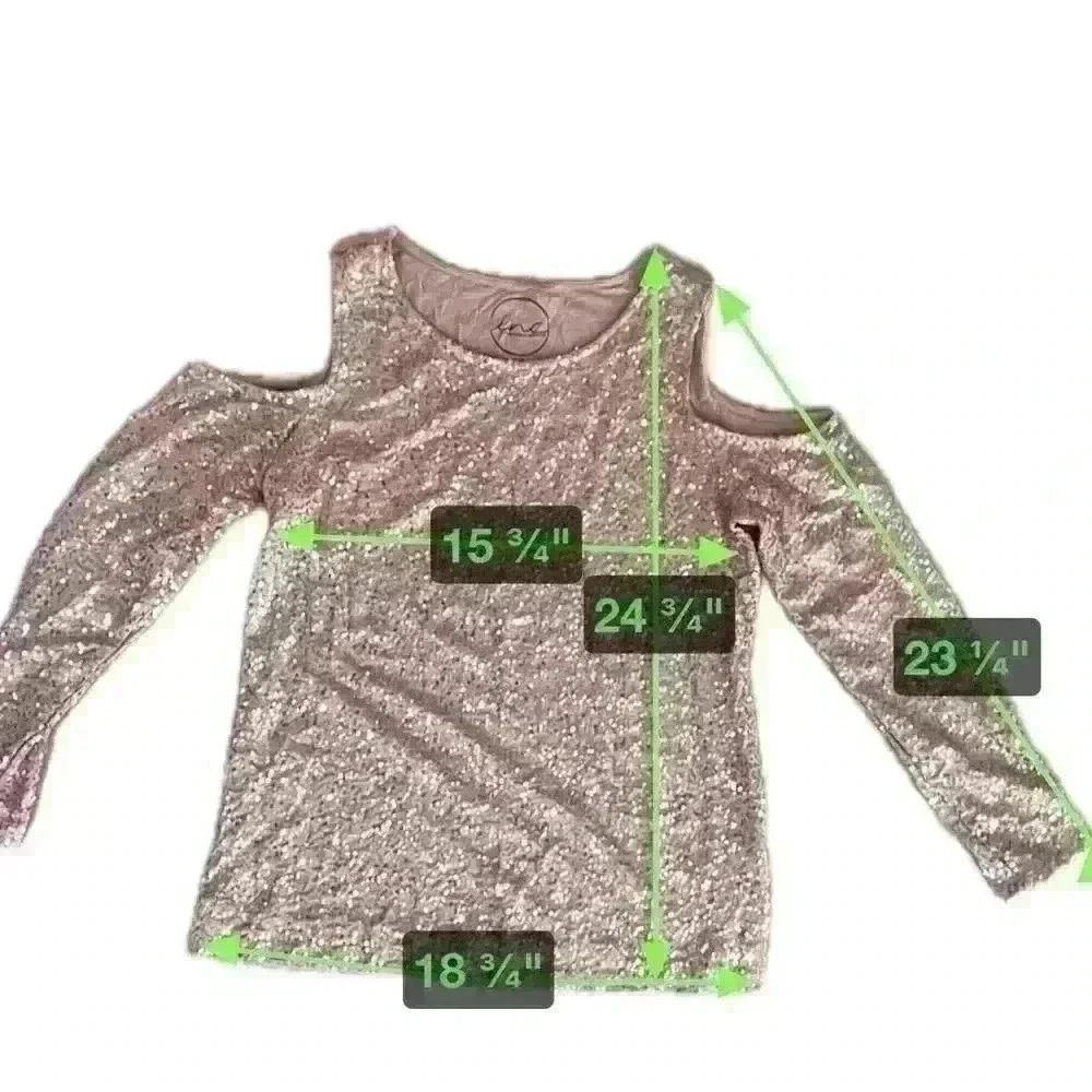 INC NWOT. Cold shoulder long sleeve Sequin top sleeves and front of top Size M - Picture 8 of 8